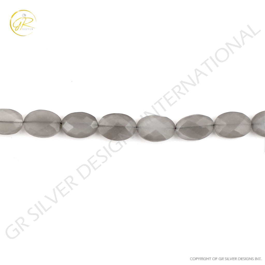 Gray Moonstone Faceted Oval Beads For Jewelry Making