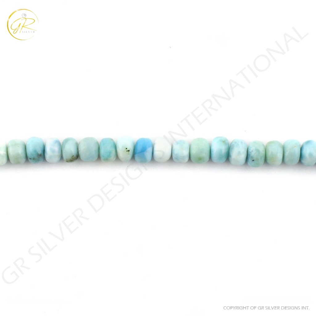 Round 7-9mm Natural Plain Larimar Handmade 8 Strands Beads