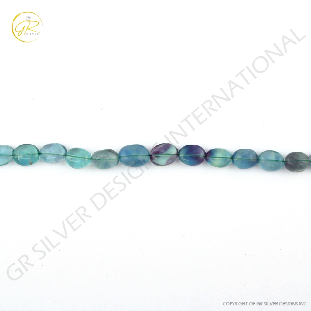 Natural Fluorite Smooth Tumble Beads Strands