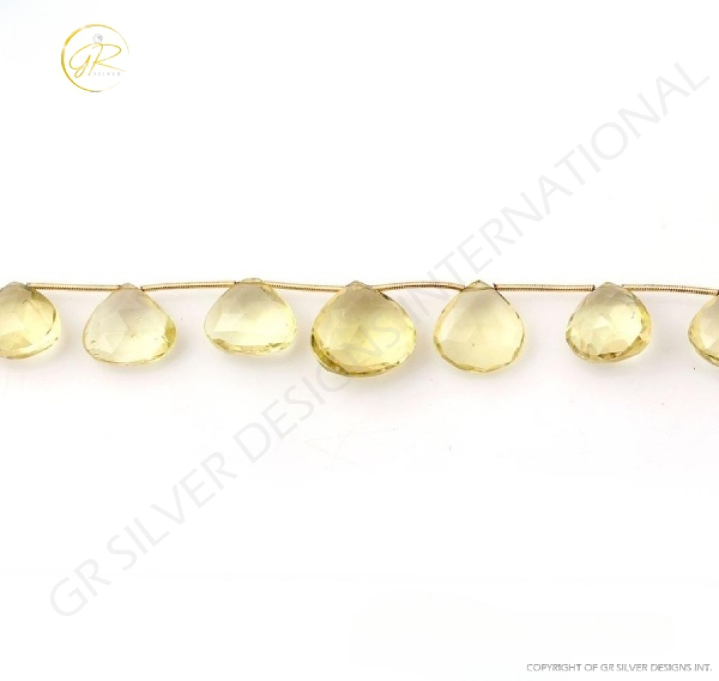 Lemon Quartz Heart Shape Beads, Natural Lemon Quartz Faceted Beads, 14-17.5mm Approx 1 Strands