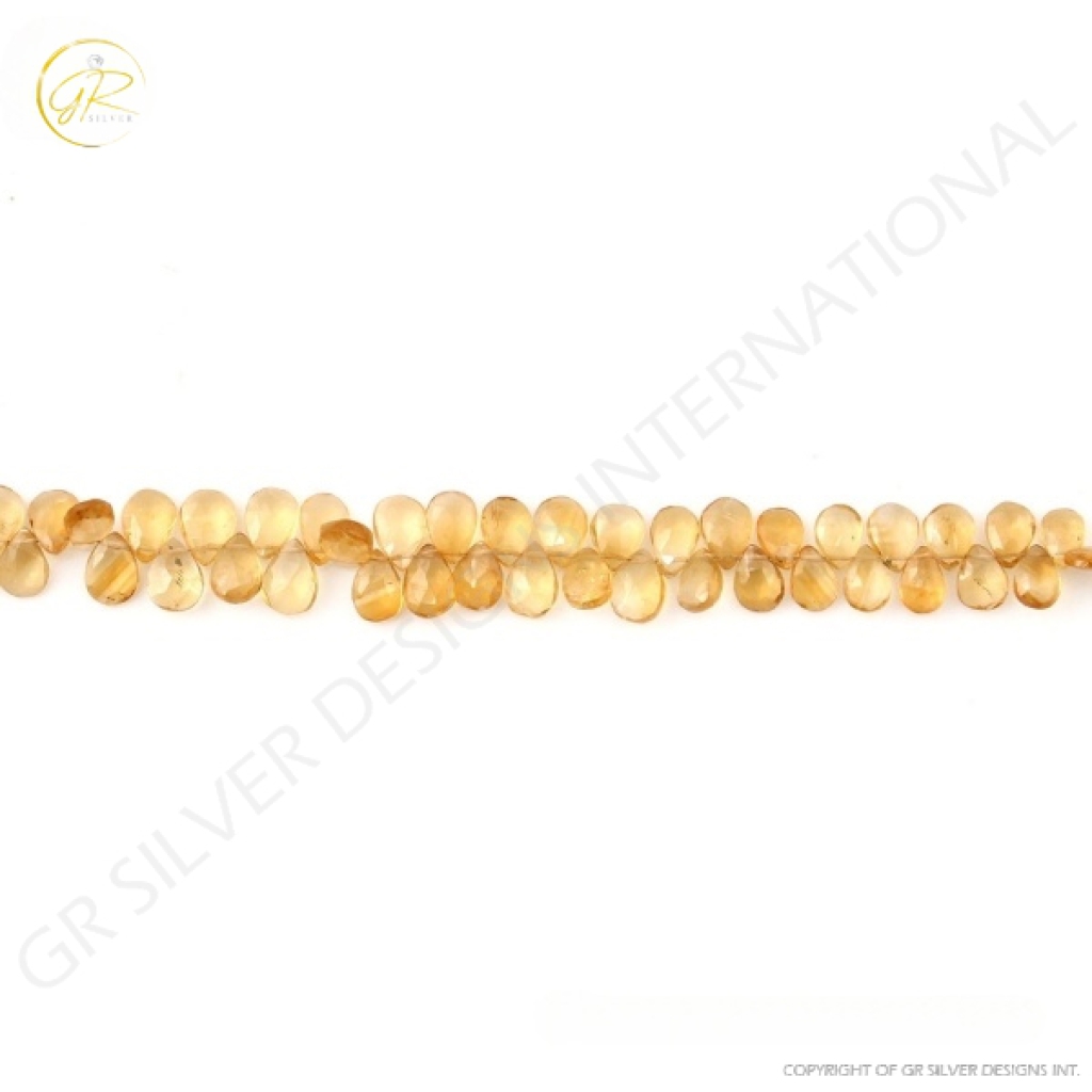 Citrine Beads, Natural Citrine Pear Shape Gemstone Beads 6.5-11mm Approx 8 Strands