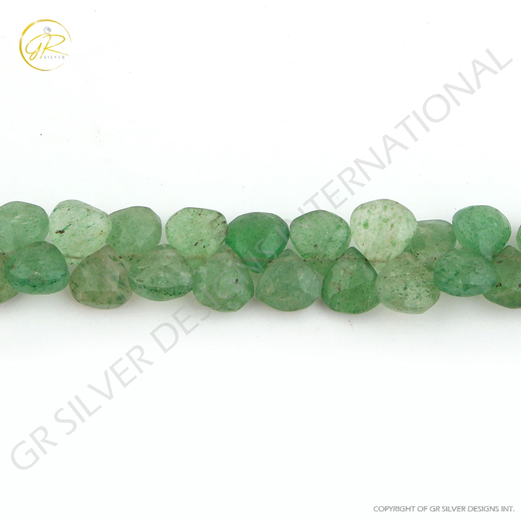 Green Strawberry Quartz Faceted Heart Shape Beads For Jewelry