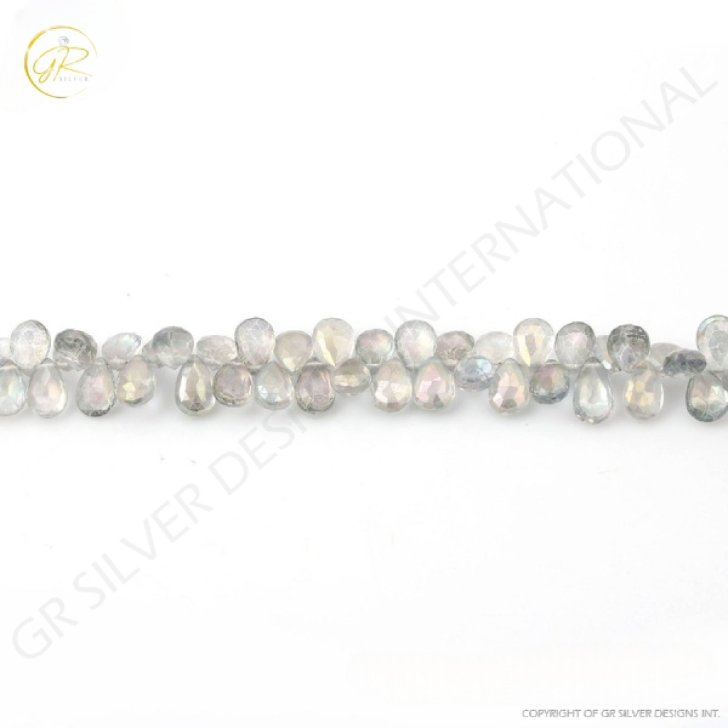 Aura Quartz Pear Shape Beads, Aura Quartz Gemstone Beads 11-14mm Pear Shape 7 Strands, Quartz Beads, Gemstone Beads