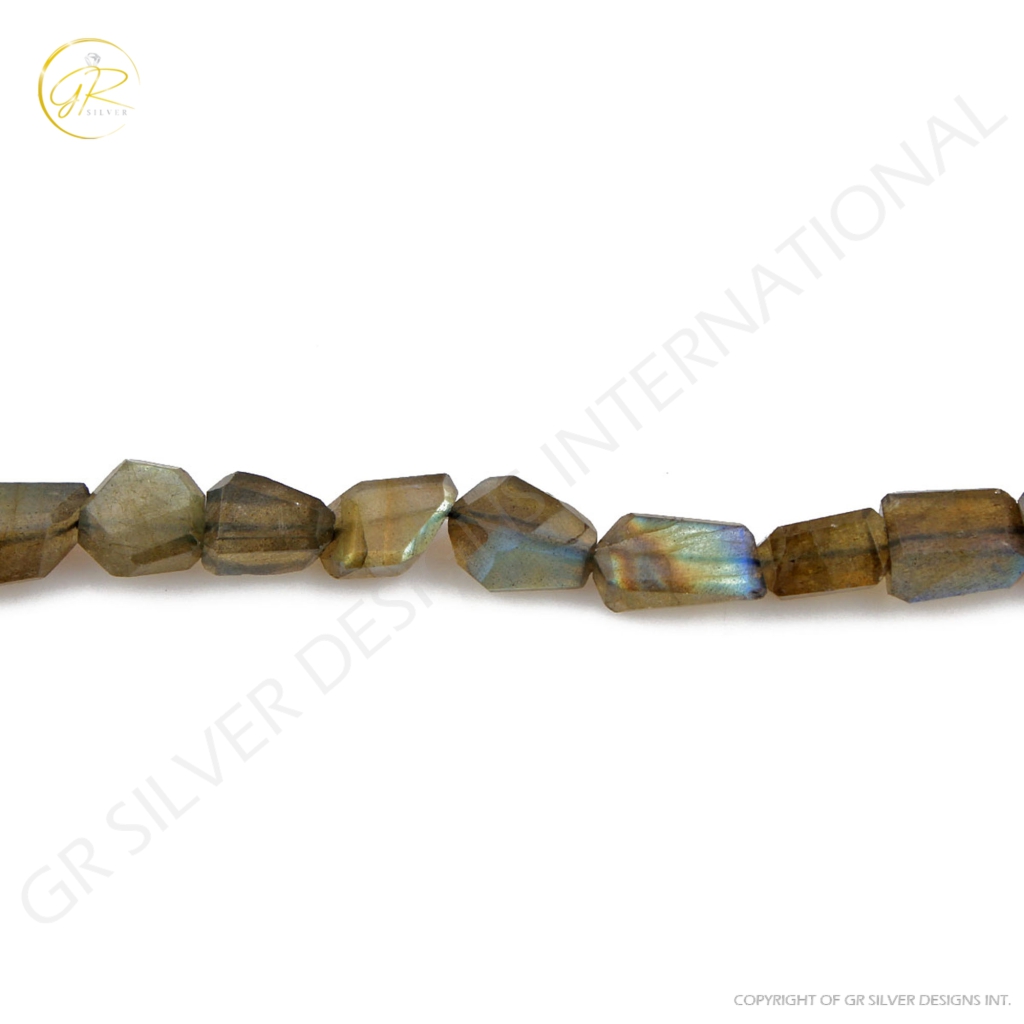 Natural Labradorite faceted Tumbles shape Beads 8-16mm 5 Lines