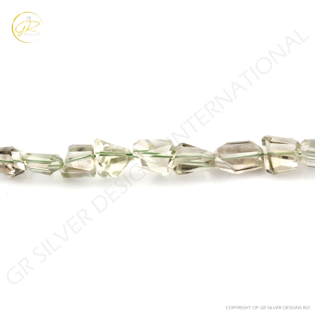 Faceted Green Amethyst Handmade 8-16mm faceted Tumbles shape Gemstone Beads Jewelry, Amethyst Beads