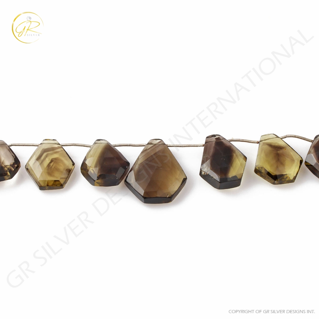 Natural Bio Lemon Quartz Handmade Pentagon Gemstone Beads