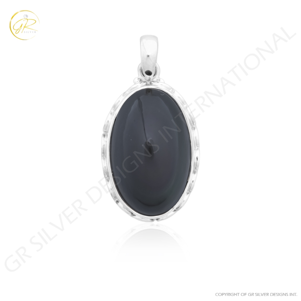 Natural Rainbow Obsidian November Birthstone Sterling Silver Pendant