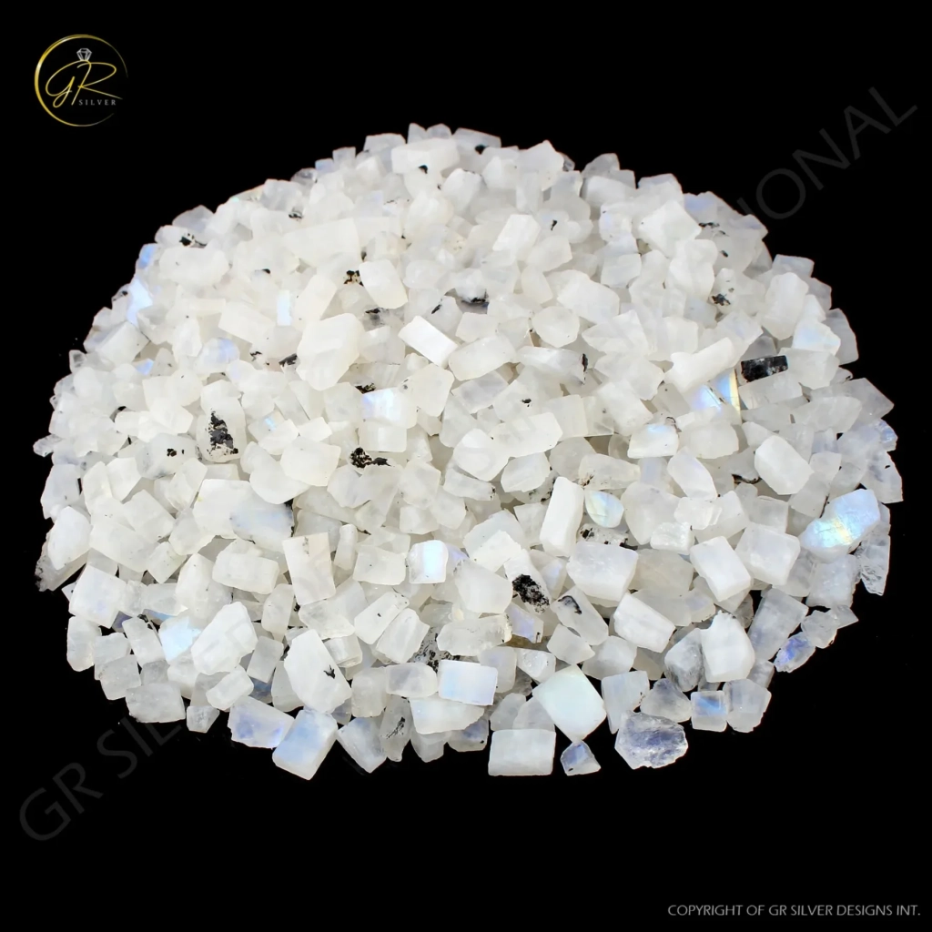 Natural Rainbow Moonstone Rough Loose Mineral Gemstone