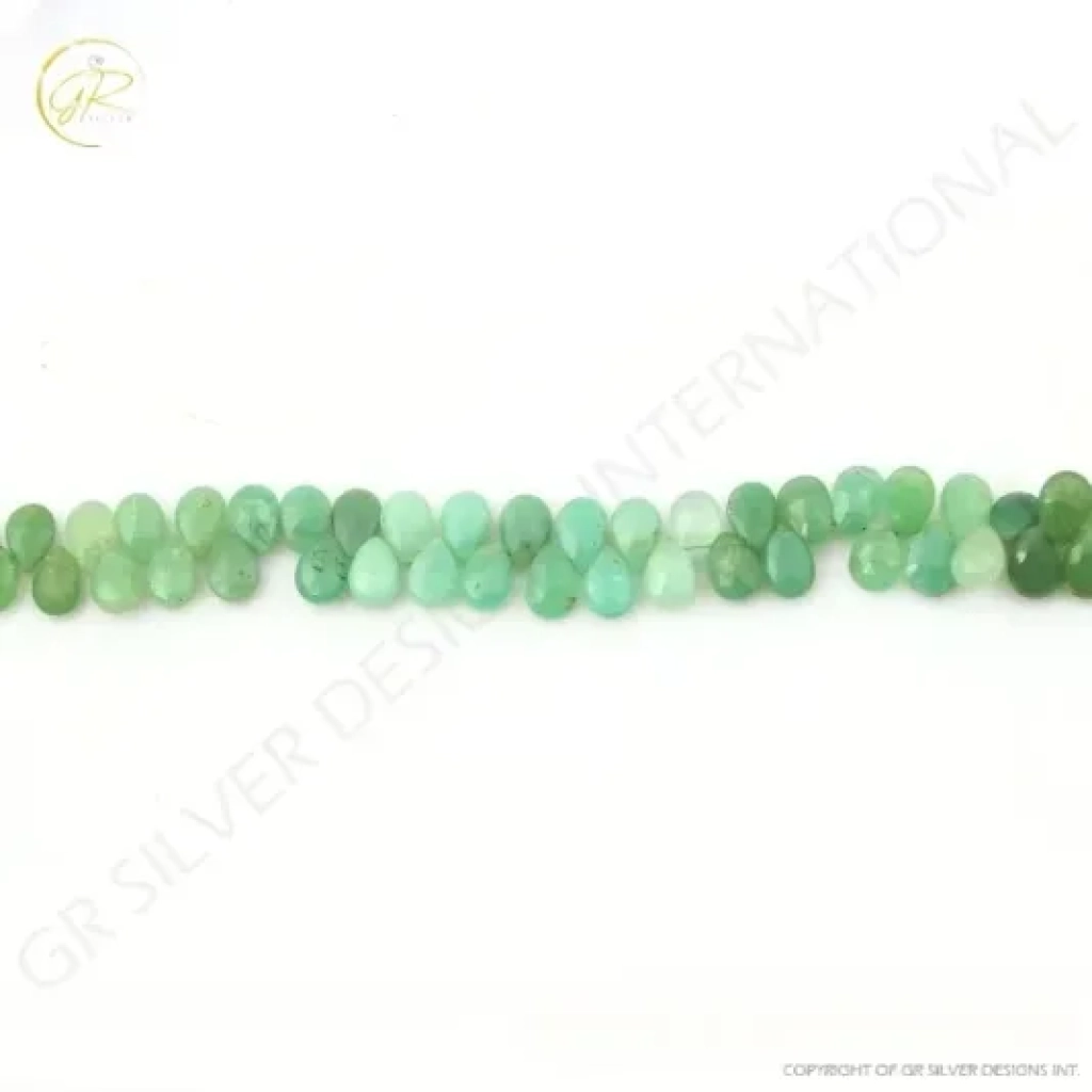 Chrysoprase Beads, Natural Chrysoprase Pear Shape Gemstone Beads 7.5-10.5mm Approx 16 Strands