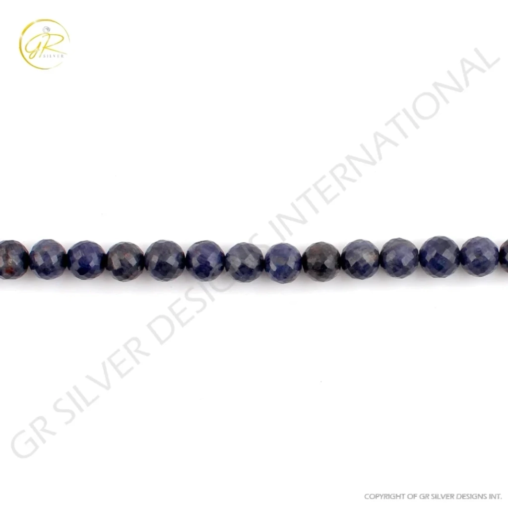 Faceted Sodalite Balls Gemstone Strands For Jewelry Making