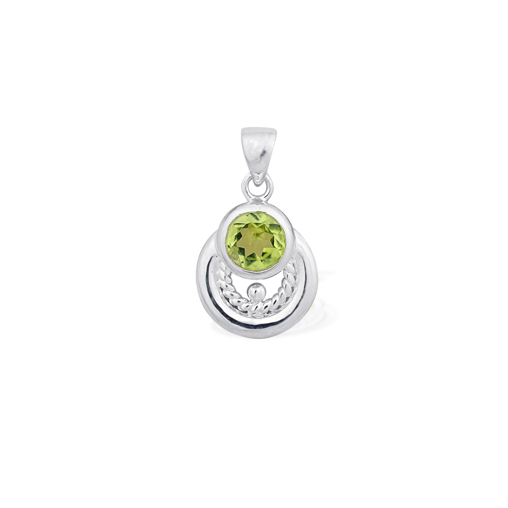 Natural Peridot Birthstone Silver Minimalist Pendant Necklace