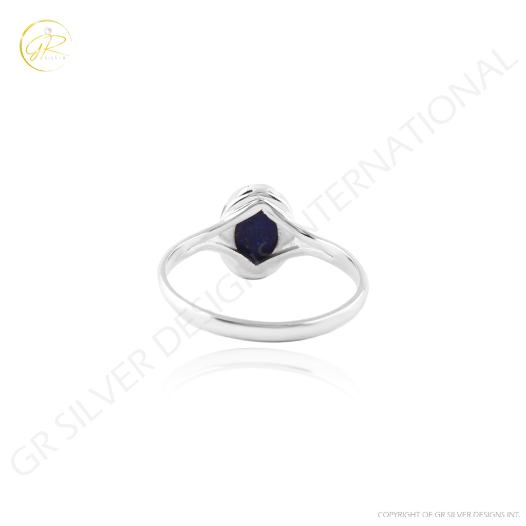 Blue Lapis Lazuli Gemstone Sterling Silver Ring