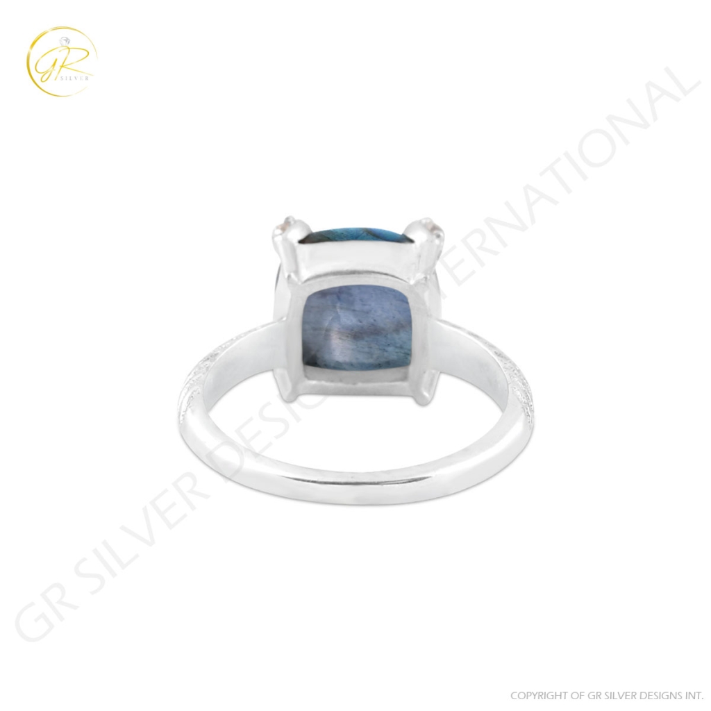 Natural Labradorite Gemstone Sterling Silver Ring