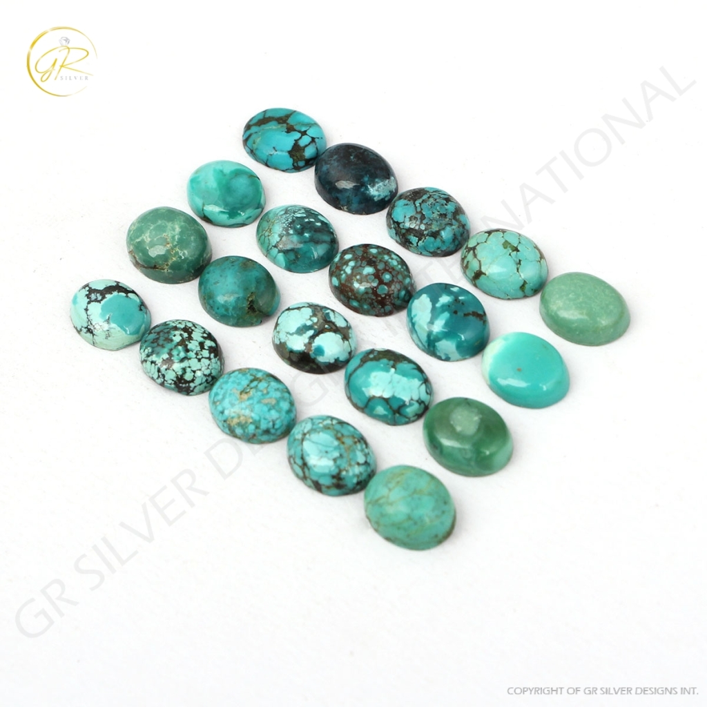 Tibetan Turquoise Oval Cabochon Loose Gemstone 8x10mm