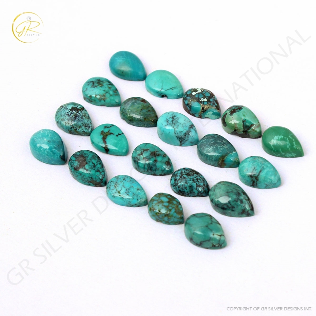 Tibetan Turquoise Pear Cabochon Loose Gemstone 8x10mm