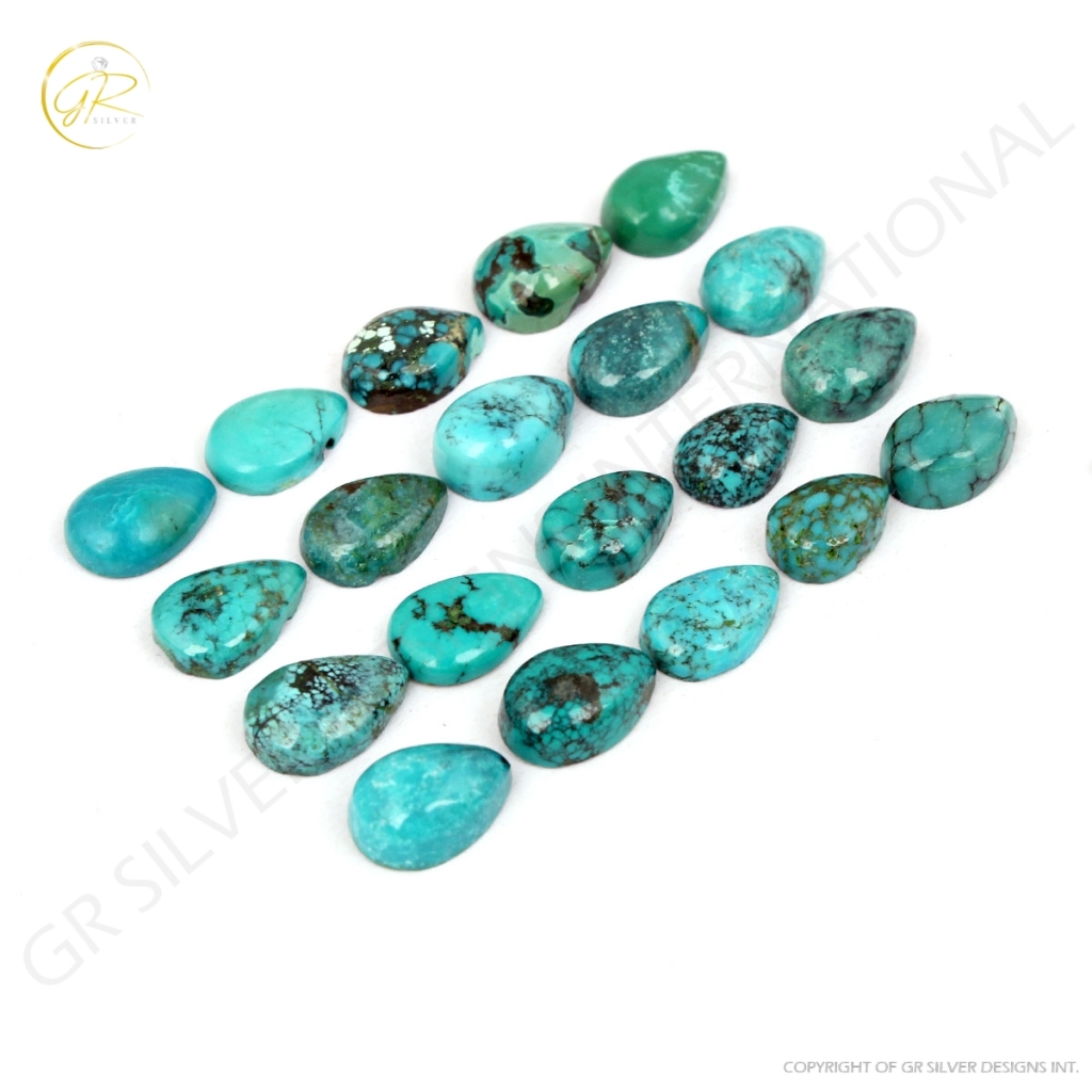 Tibetan Turquoise Pear Cabochon Loose Gemstone 8x10mm