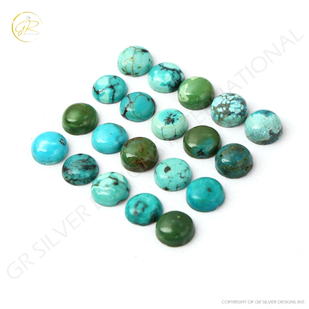 Tibetan Turquoise Round Cabochon Loose Gemstone 7x7mm