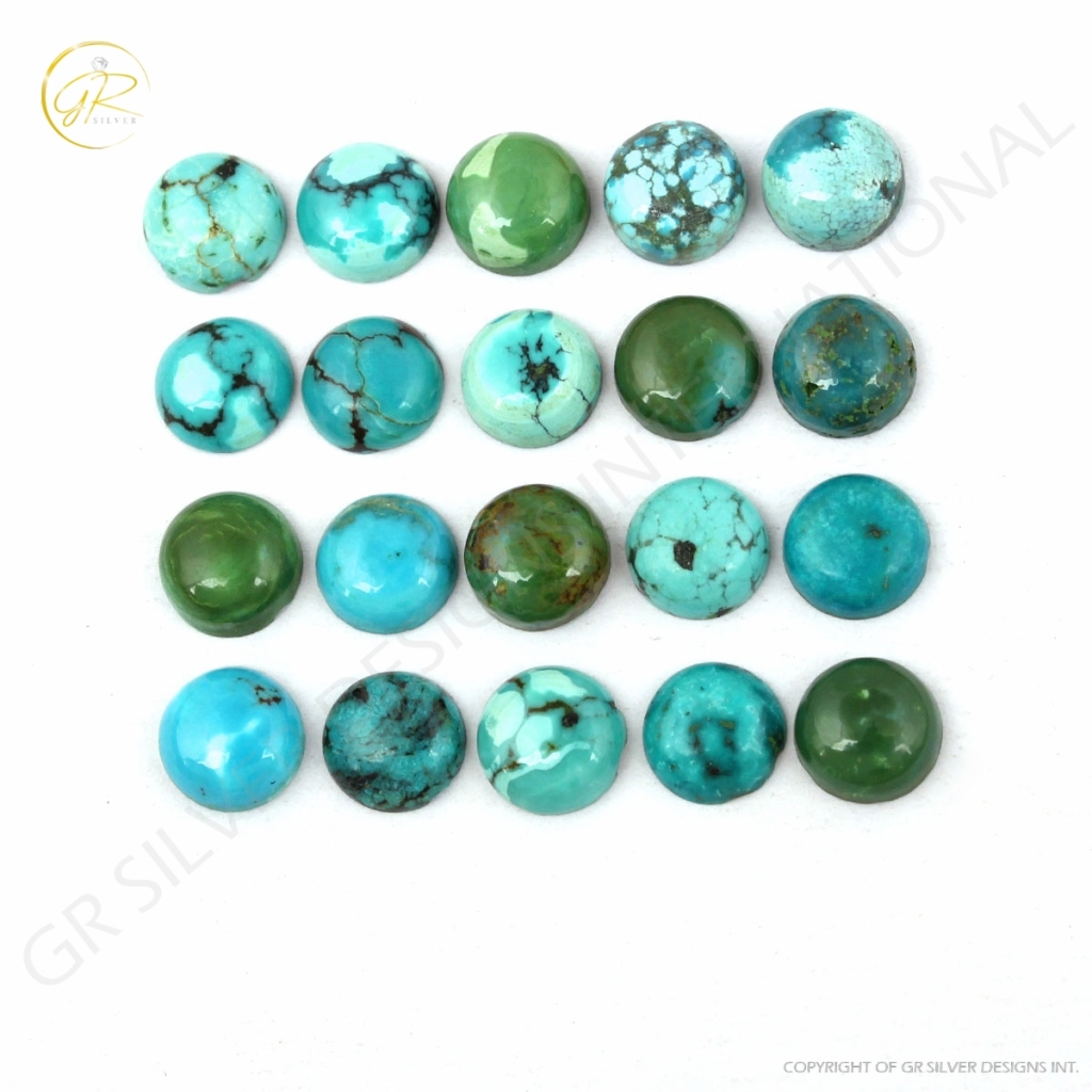 Tibetan Turquoise Round Cabochon Loose Gemstone 7x7mm