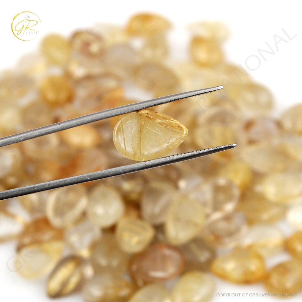 Golden Rutile Loose Pear Gemstone 8x12mm