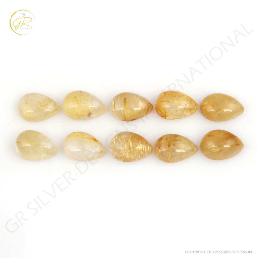 Golden Rutile Loose Pear Gemstone 8x12mm