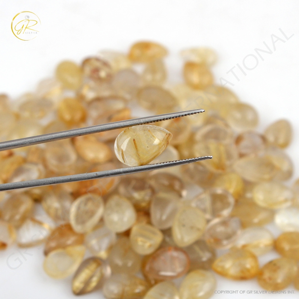 Golden Rutile Loose Pear Gemstone 8x12mm