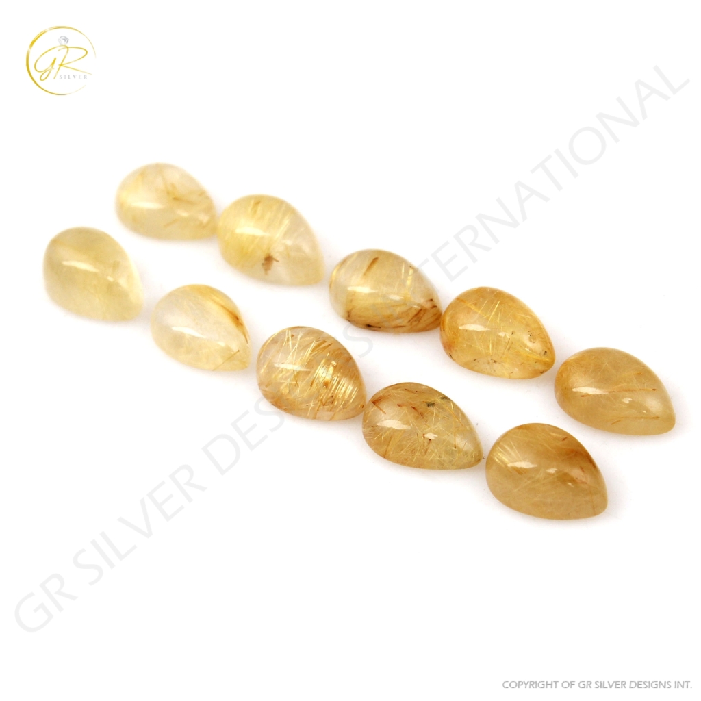 Golden Rutile Loose Pear Gemstone 8x12mm