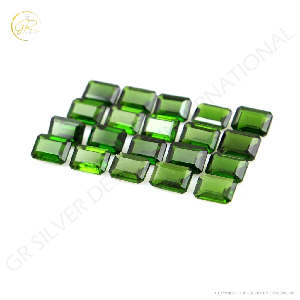 Natural chrome Diopside 5x7mm Octagon Gemstone