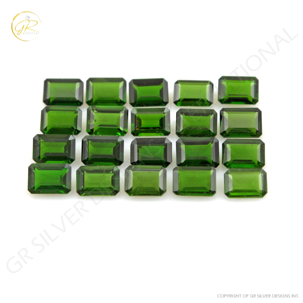 Natural chrome Diopside 5x7mm Octagon Gemstone