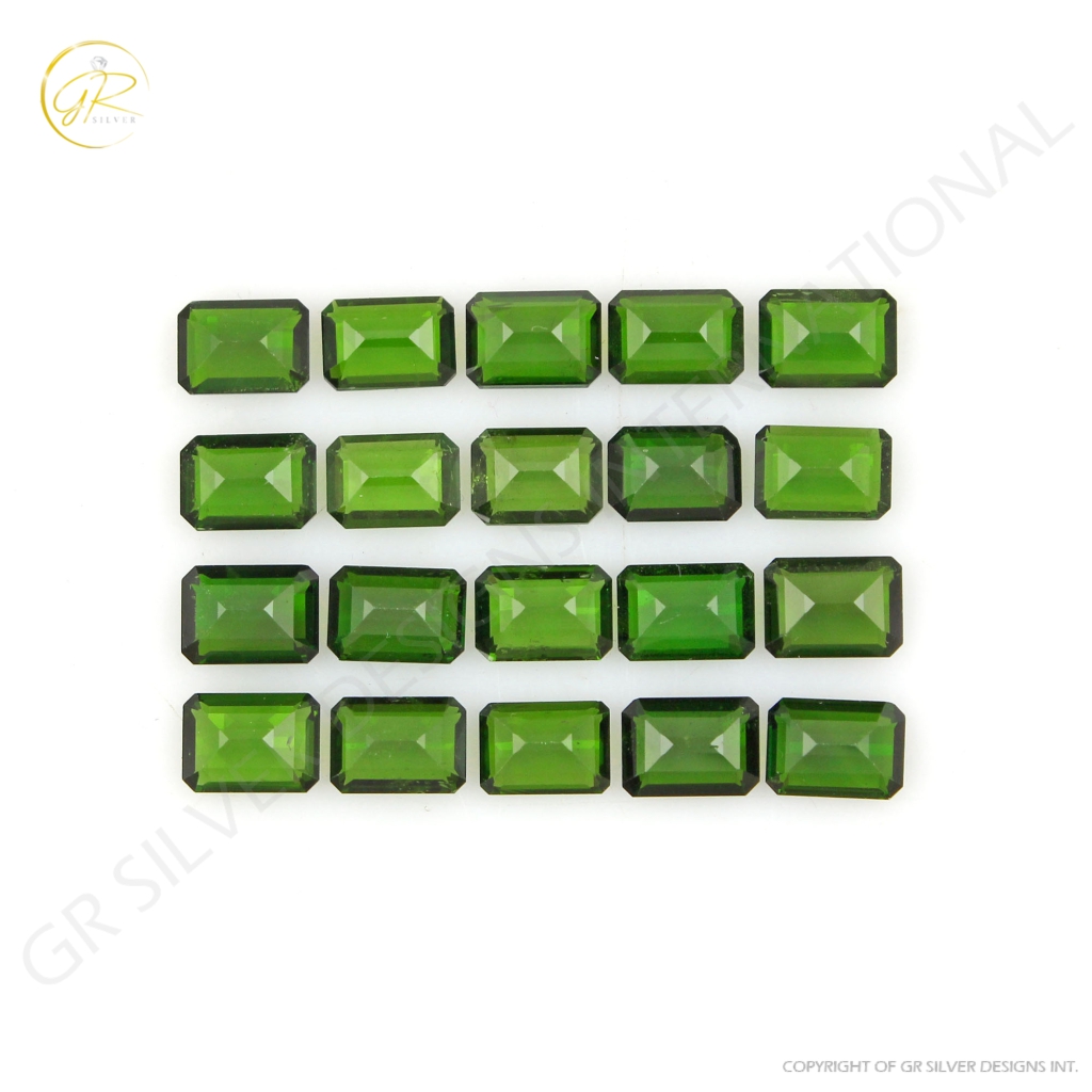 Natural chrome Diopside 5x7mm Octagon Gemstone