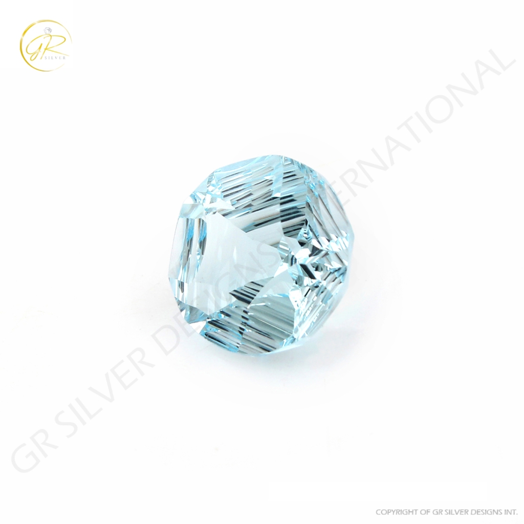 Round Shape Star cut Sky Blue Topaz Loose Gemstone