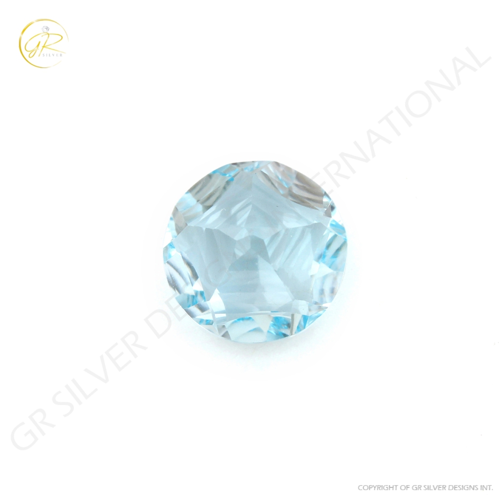 Round Shape Star cut Sky Blue Topaz Loose Gemstone