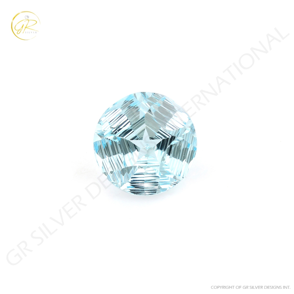 Round Shape Star cut Sky Blue Topaz Loose Gemstone