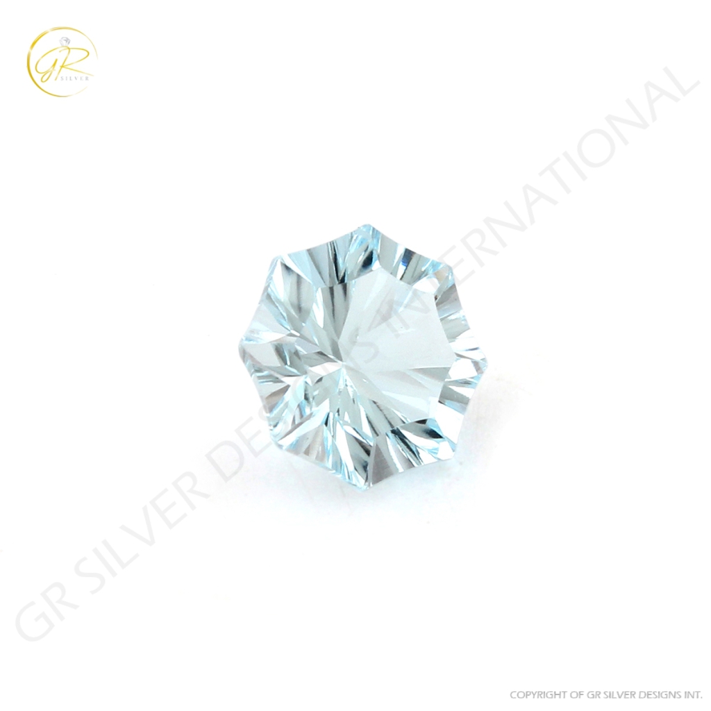 Round Shape Star cut Sky Blue Topaz Loose Gemstone