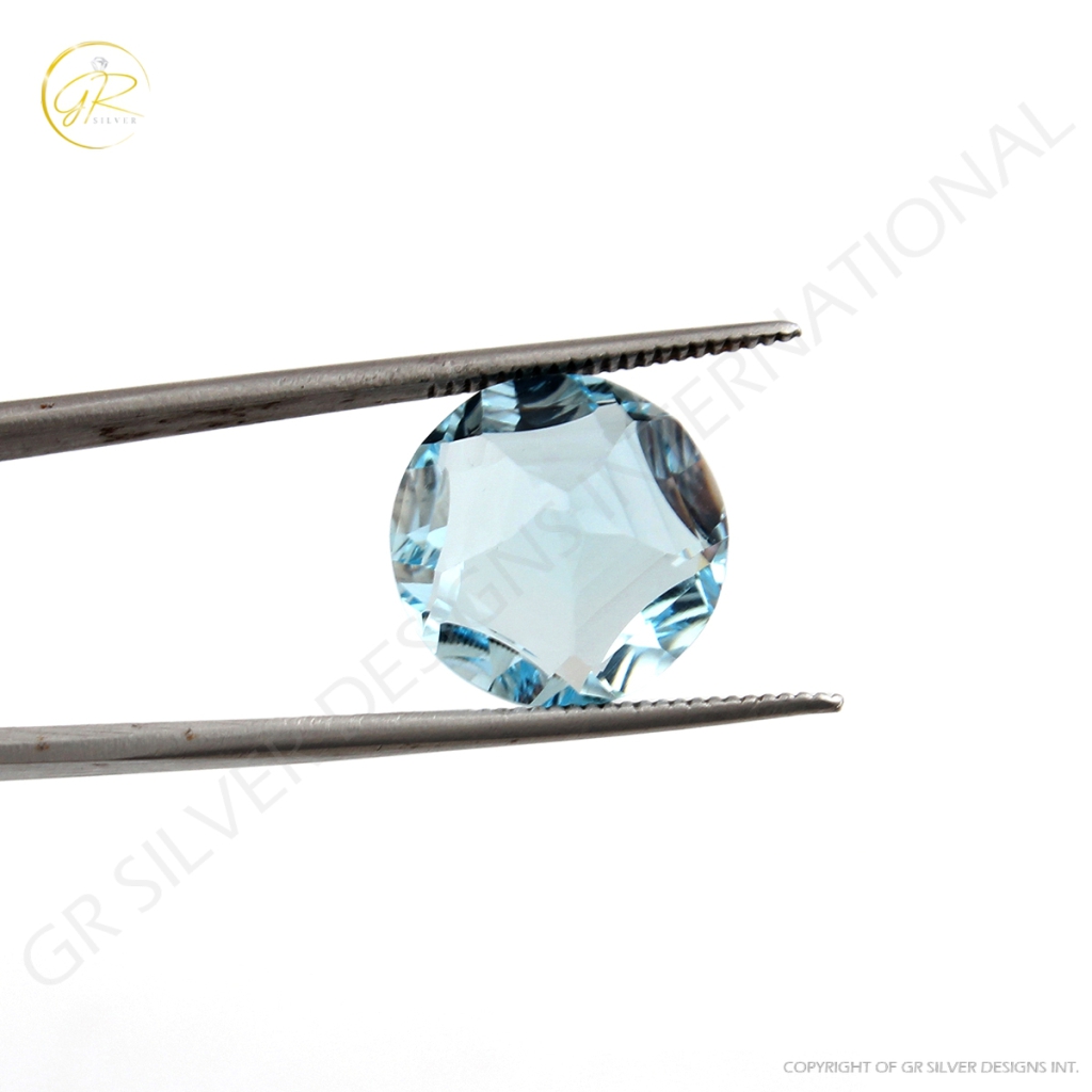 Round Shape Star cut Sky Blue Topaz Loose Gemstone