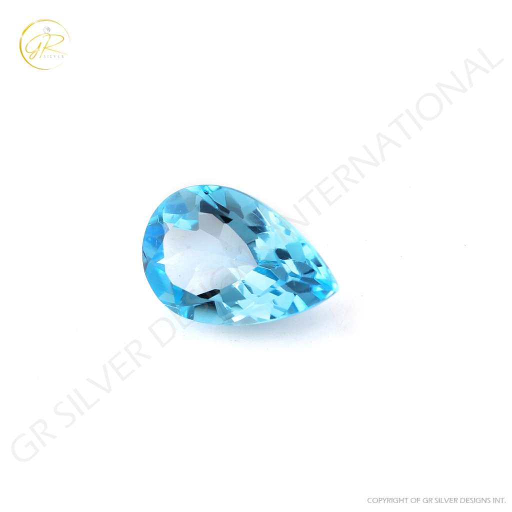 Pear Shape Swiss Blue Topaz Stone For Jewelry Making