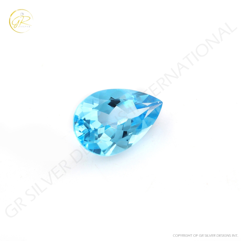 Pear Shape Swiss Blue Topaz Stone For Jewelry Making