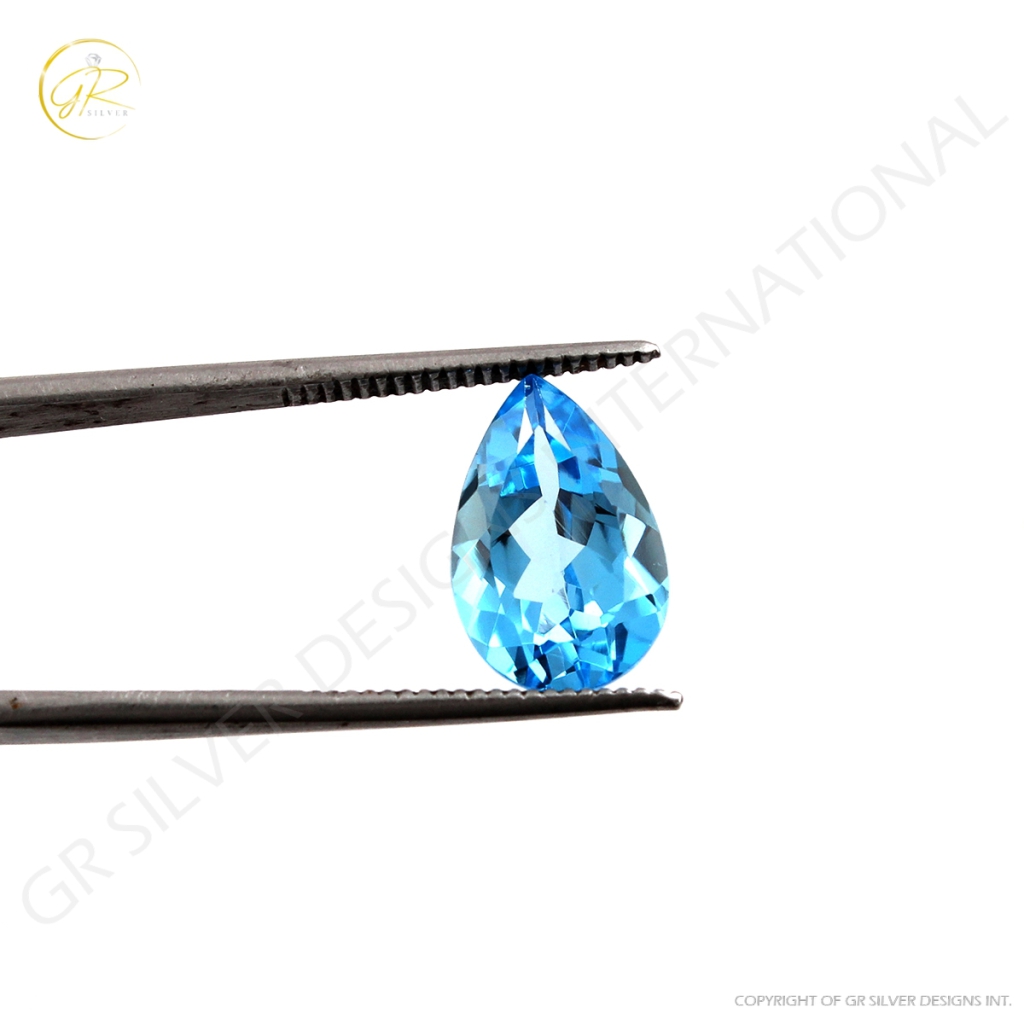 Pear Shape Swiss Blue Topaz Stone For Jewelry Making