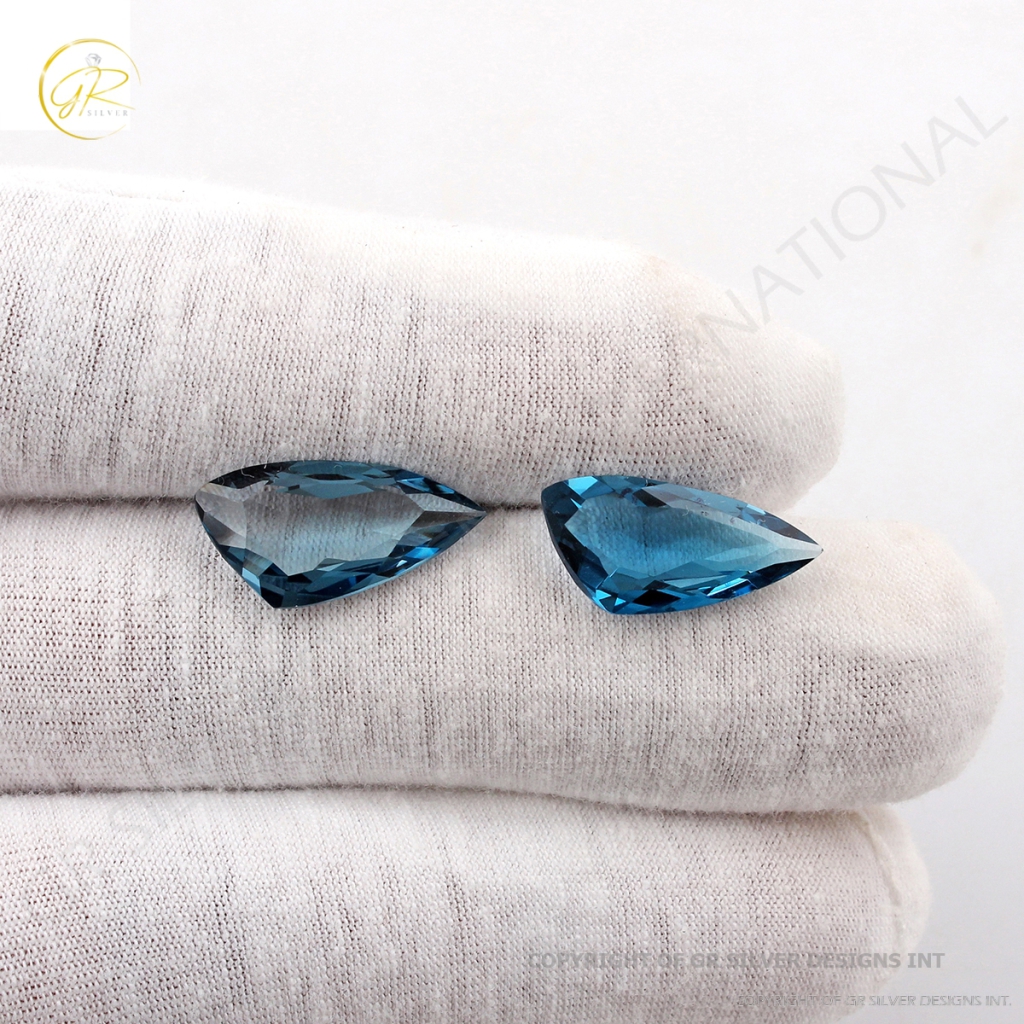 2pair Fancy Shape London Blue Topaz Stone