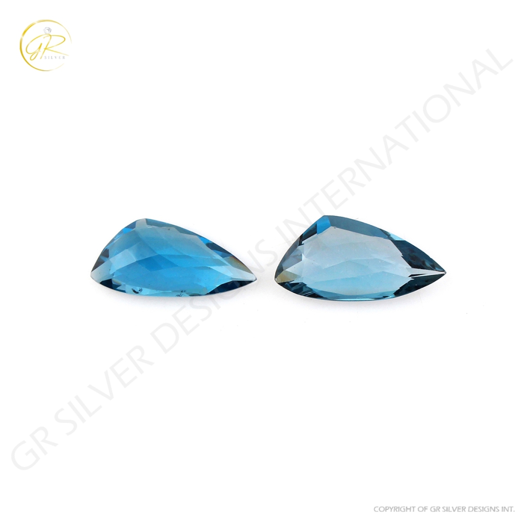 2pair Fancy Shape London Blue Topaz Stone