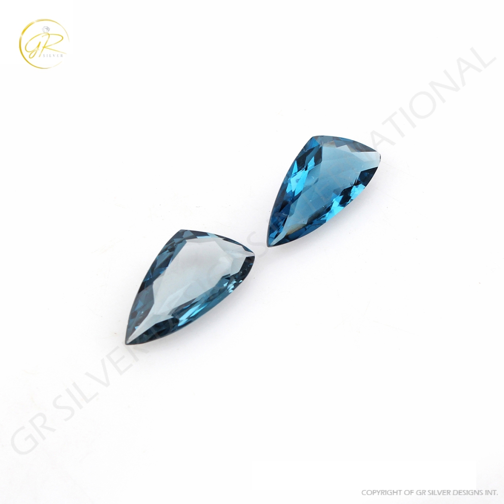 2pair Fancy Shape London Blue Topaz Stone