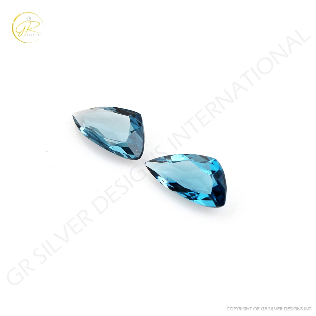 2pair Fancy Shape London Blue Topaz Stone