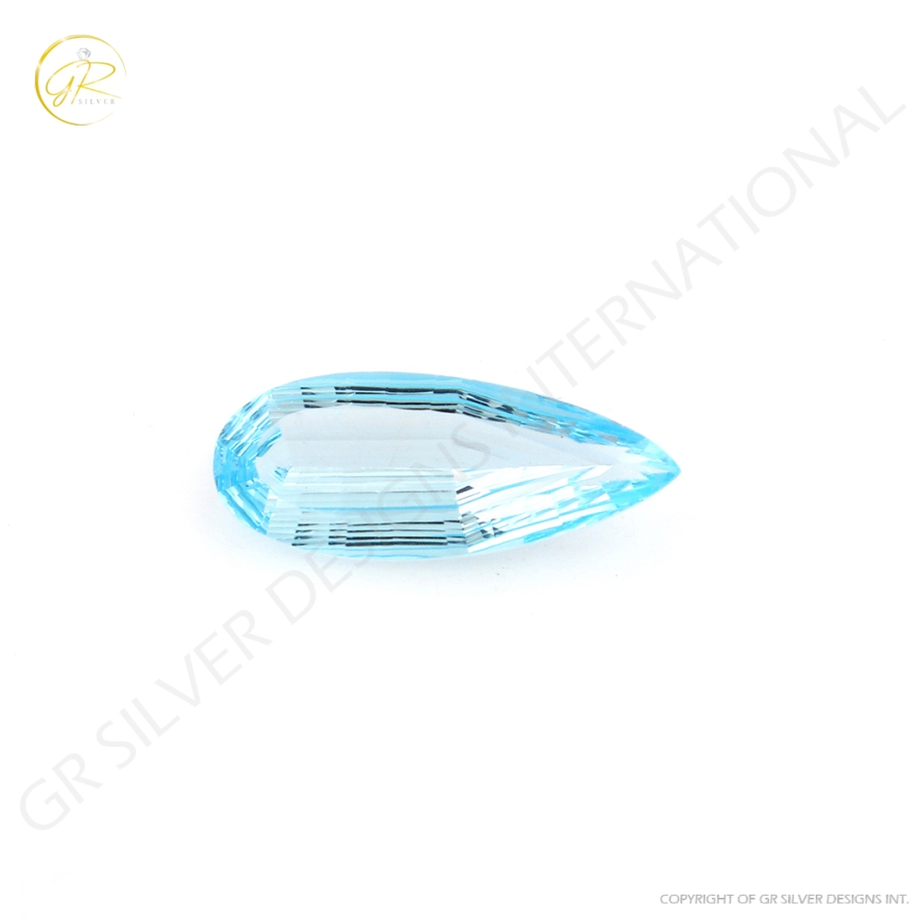 Natural Sky Blue Topaz Pear Shape Faceted Gemstone