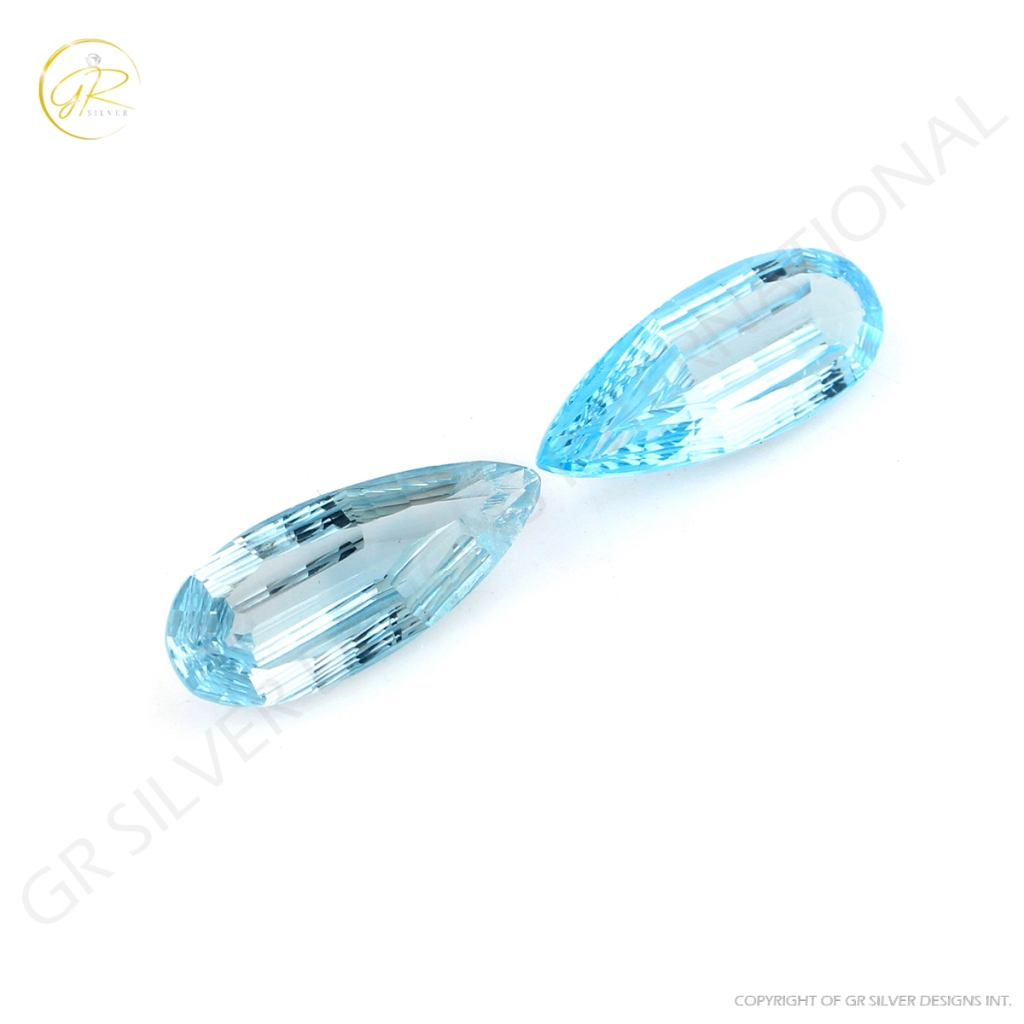 Natural Sky Blue Topaz Pear Shape Faceted Gemstone