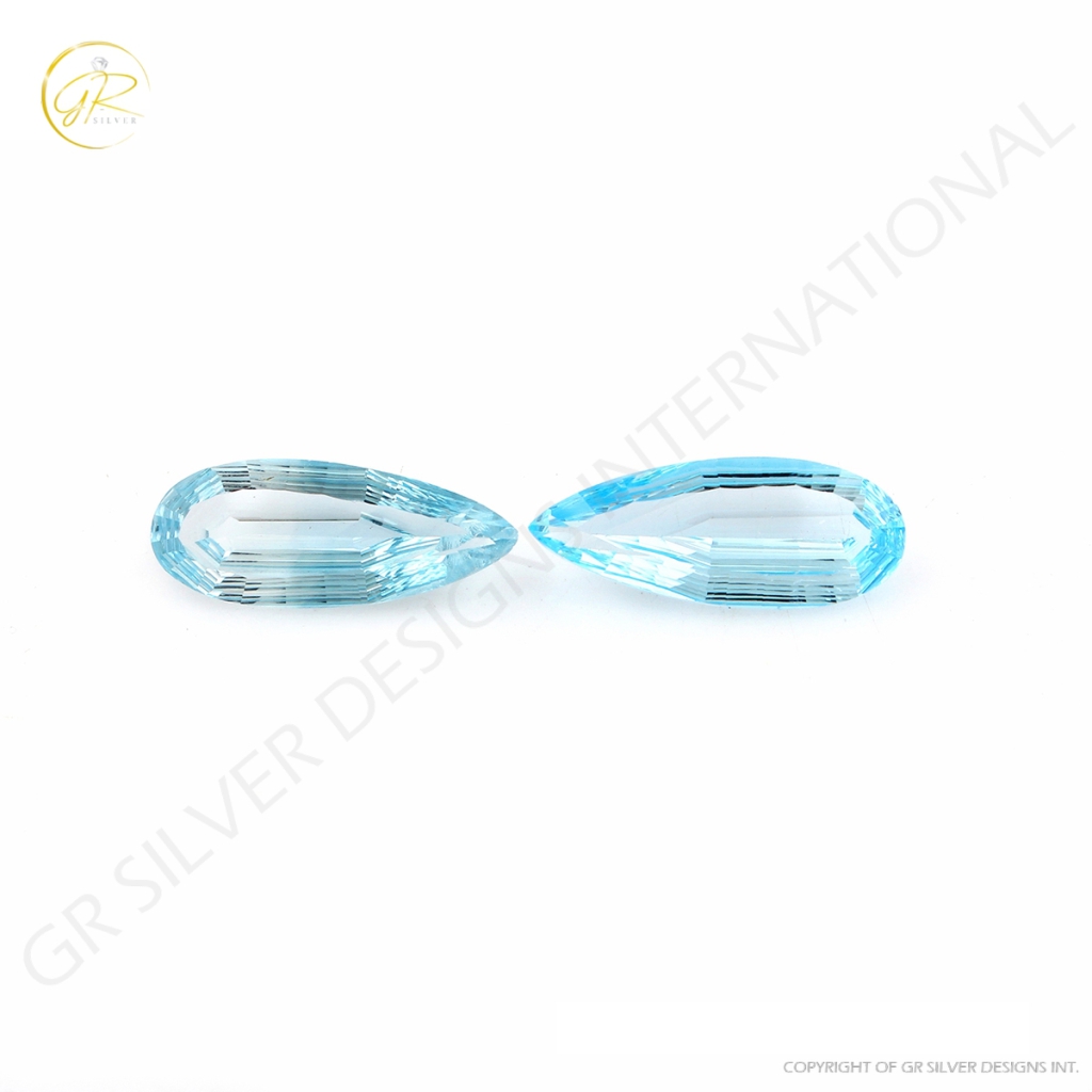 Natural Sky Blue Topaz Pear Shape Faceted Gemstone