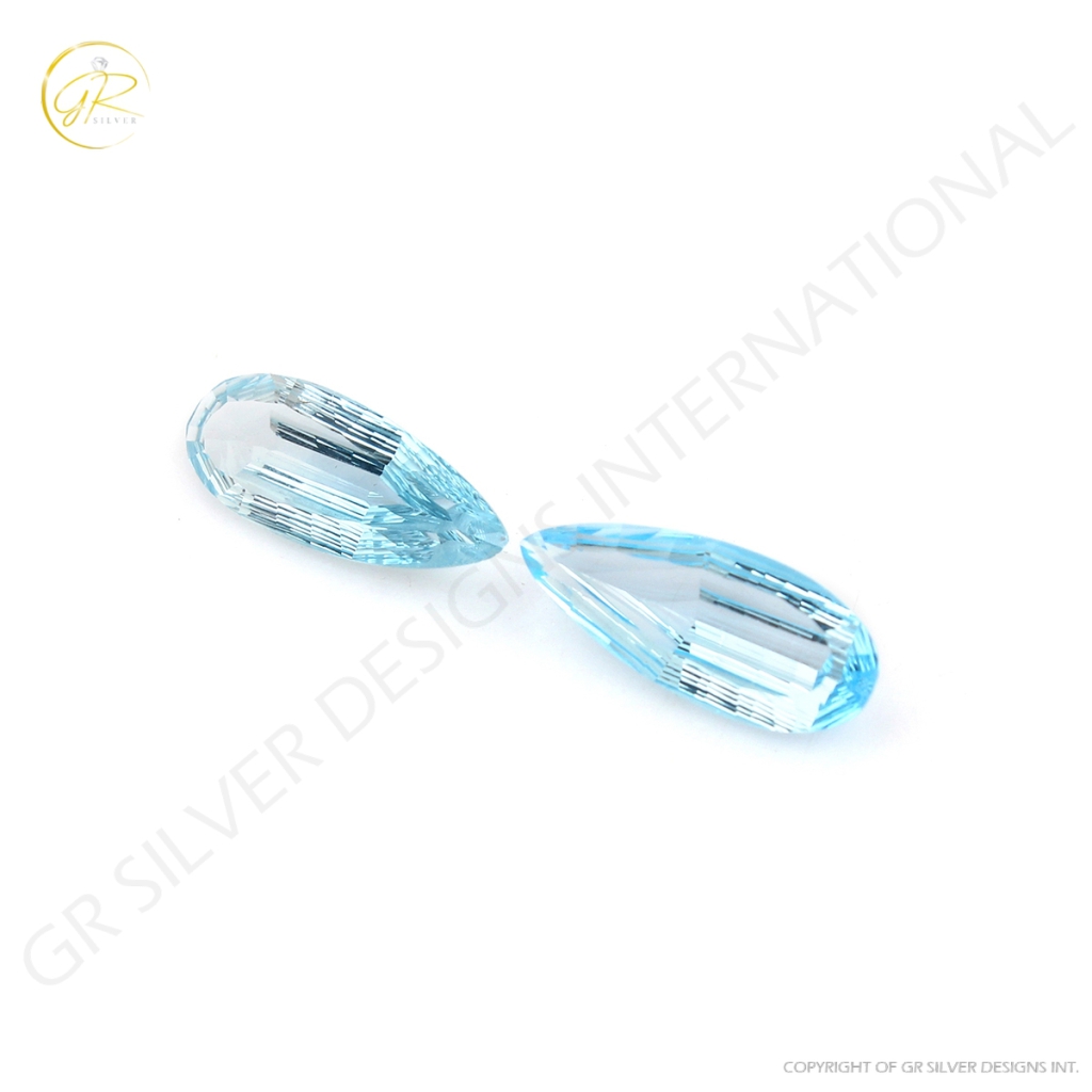 Natural Sky Blue Topaz Pear Shape Faceted Gemstone