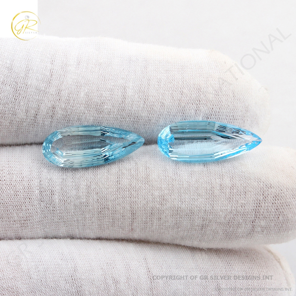 Natural Sky Blue Topaz Pear Shape Faceted Gemstone