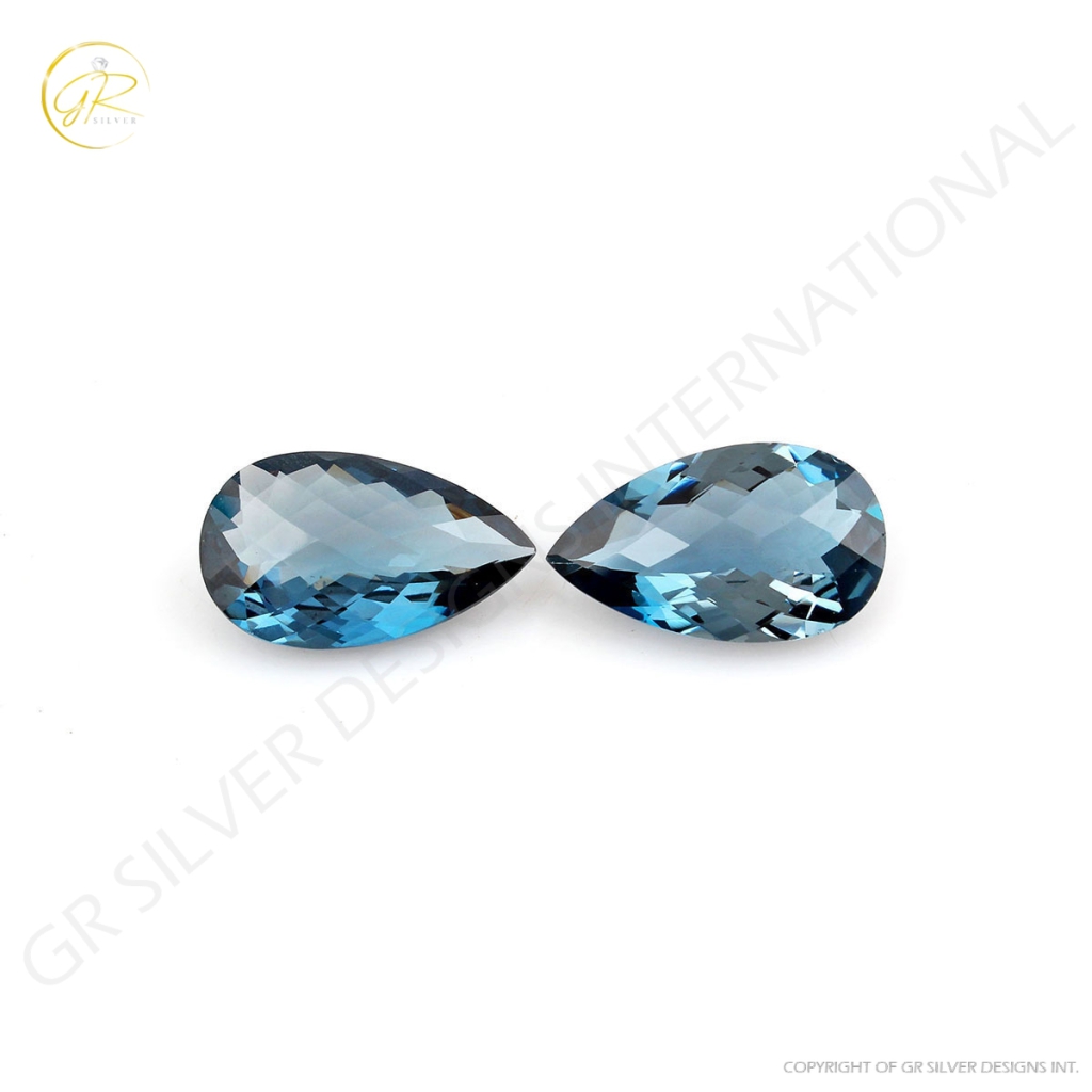 Natural London Blue Topaz Pear Shape Briolette Cut Loose Gemstone