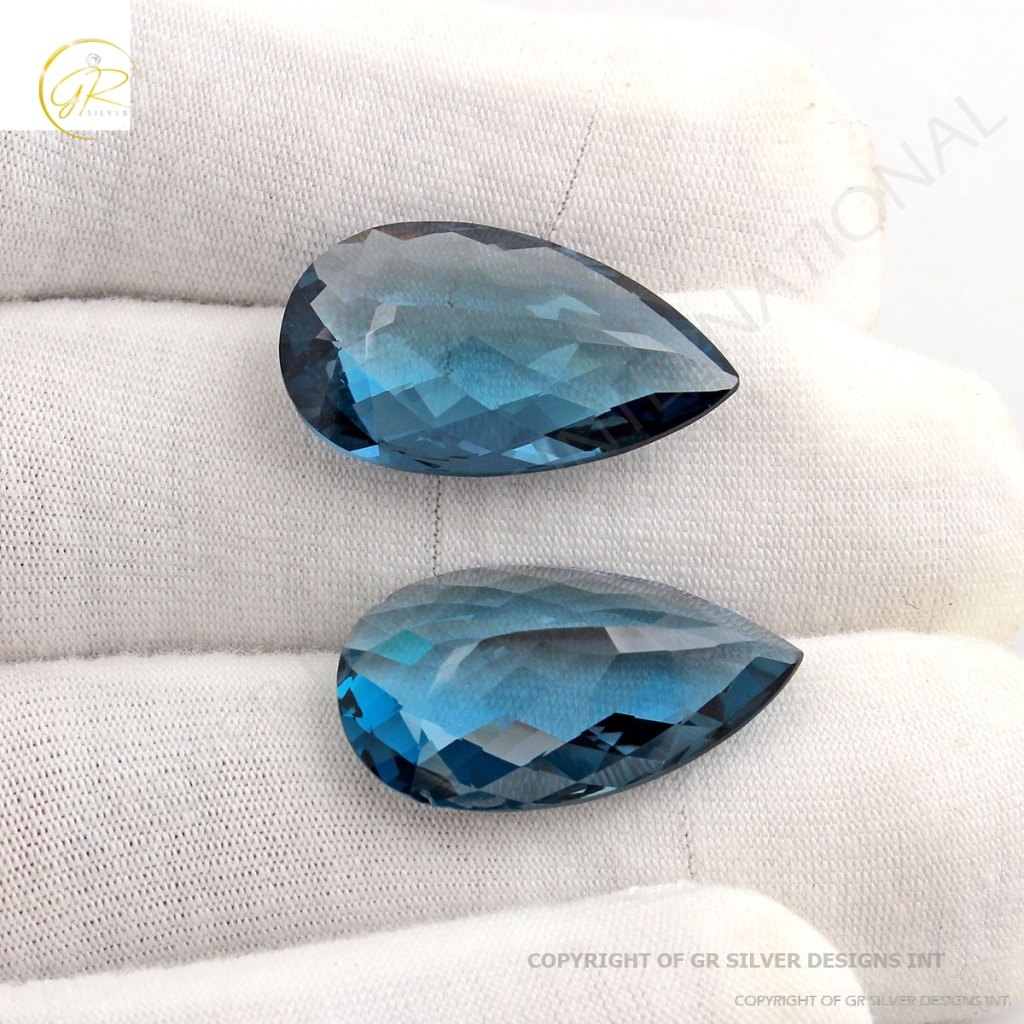 Natural London Blue Topaz Pear Shape Briolette Cut Loose Gemstone