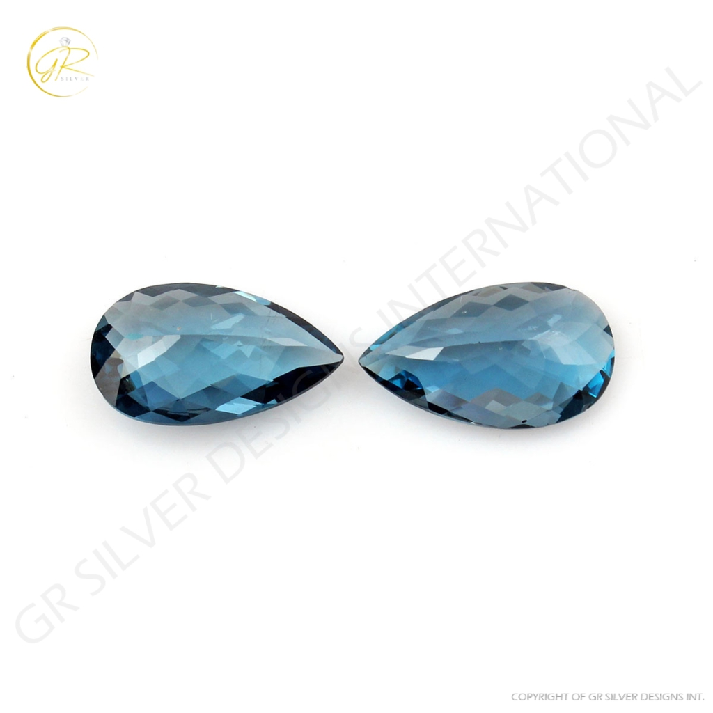 Natural London Blue Topaz Pear Shape Briolette Cut Loose Gemstone