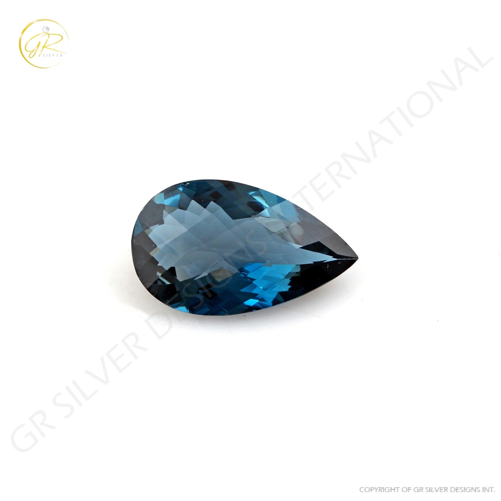 Natural London Blue Topaz Pear Shape Briolette Cut Loose Gemstone